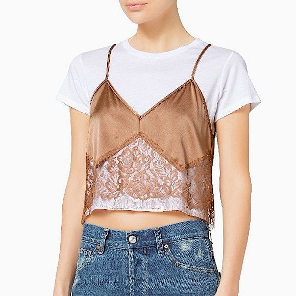 (Like New) Michelle Mason Lace Camisole Layered Tee (Medium) - Picture 2 of 8